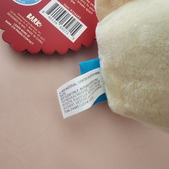 Bark Pink Strawberry Betty Cheesecake Slice Plush Dog Toy-Squeaker Toy - Picture 8 of 8